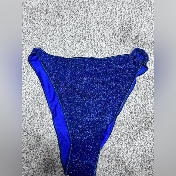 OSEREE BIKINI GLITTERY BLUE HI CUT SWIMSUIT BOTTOMS ITALY LARGE CHEEKY - Picture 5 of 10